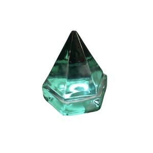 Green Glass Nautical Ship Deck Prism Hexagon Pyramid Paperweight Decor MCM 3"